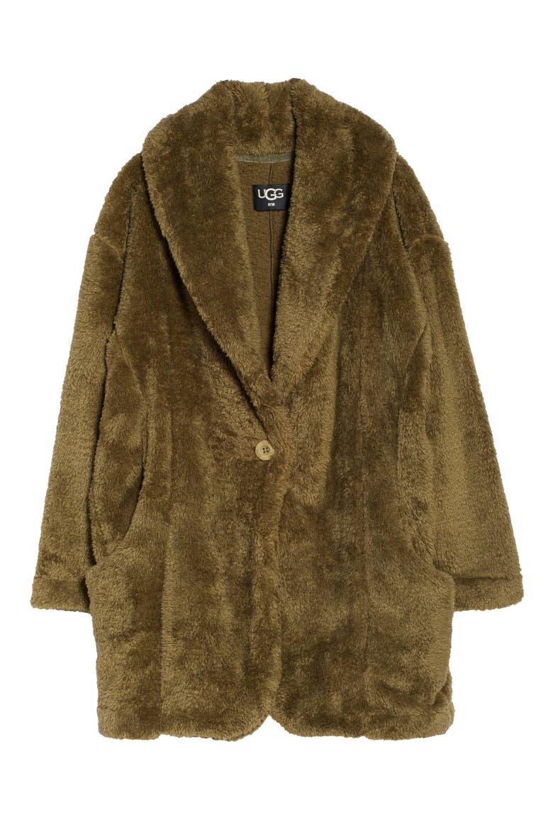Annona Faux Shearling Travel Cardigan, Alternate, color, WILD OLIVE