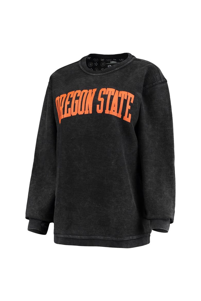 Women's Pressbox Black Oregon State Beavers Comfy Cord Vintage Wash Basic Arch Pullover Sweatshirt, Alternate, color, Black