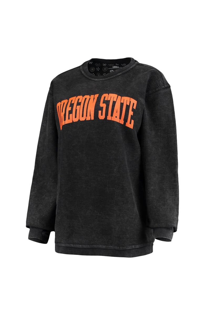 PRESSBOX Women's Pressbox Black Oregon State Beavers Comfy Cord Vintage Wash Basic Arch Pullover Sweatshirt, Alternate, color, Black