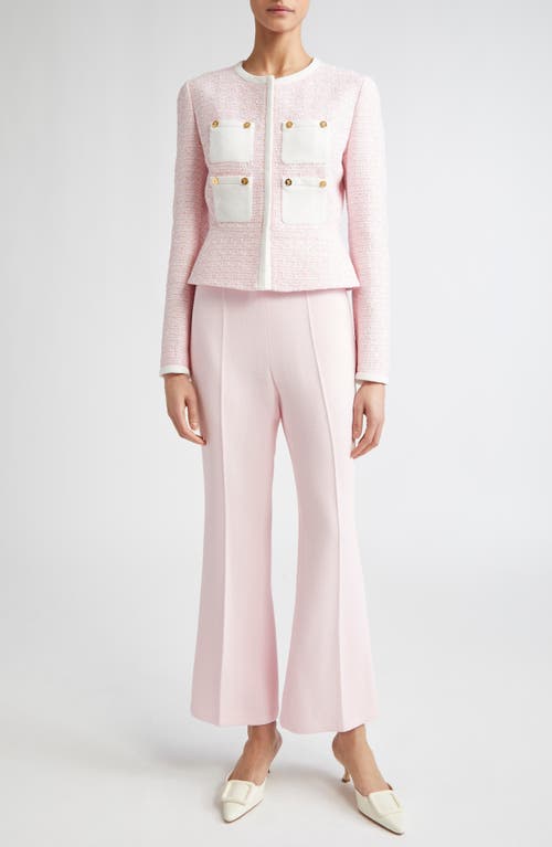 Giambattista Valli Bouclé Tweed Crop Jacket In Rose/ivory