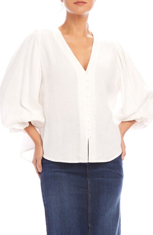 Karen Kane Blouson Sleeve Top In Off White