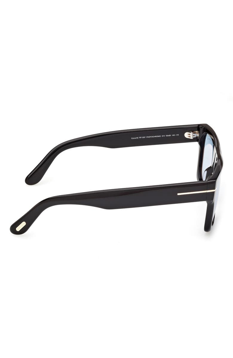 TOM FORD Cyrus 53mm Square Sunglasses, Alternate, color, Shiny Black / Blue