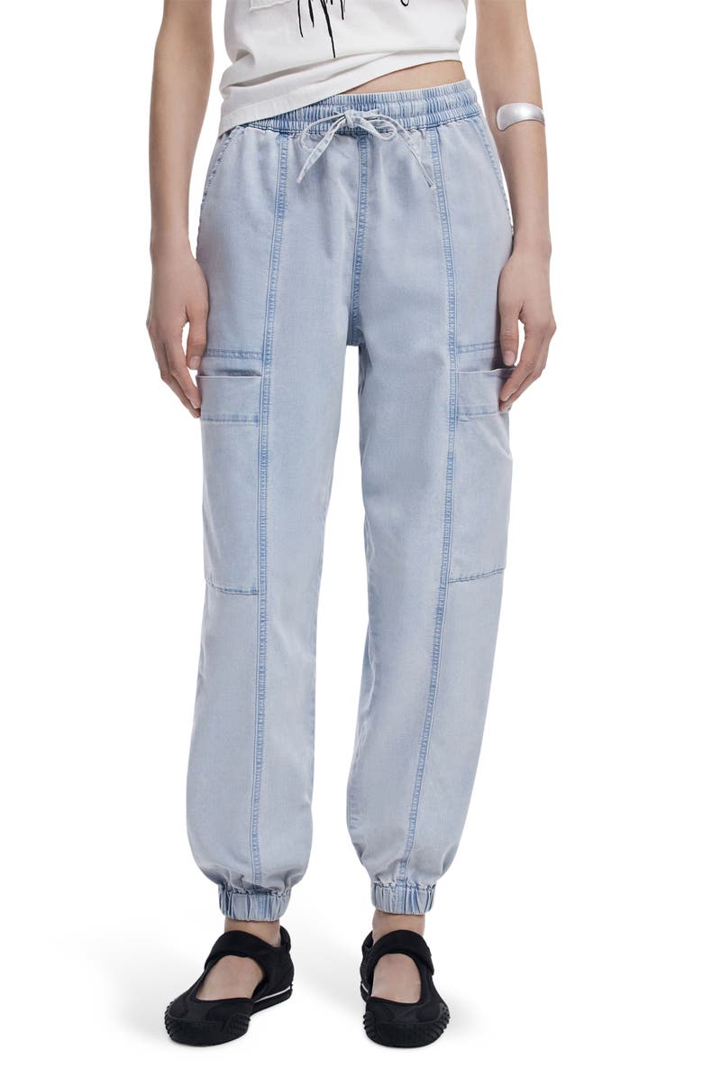 Desigual Chambray Cargo Joggers, Main, color, Light Blue