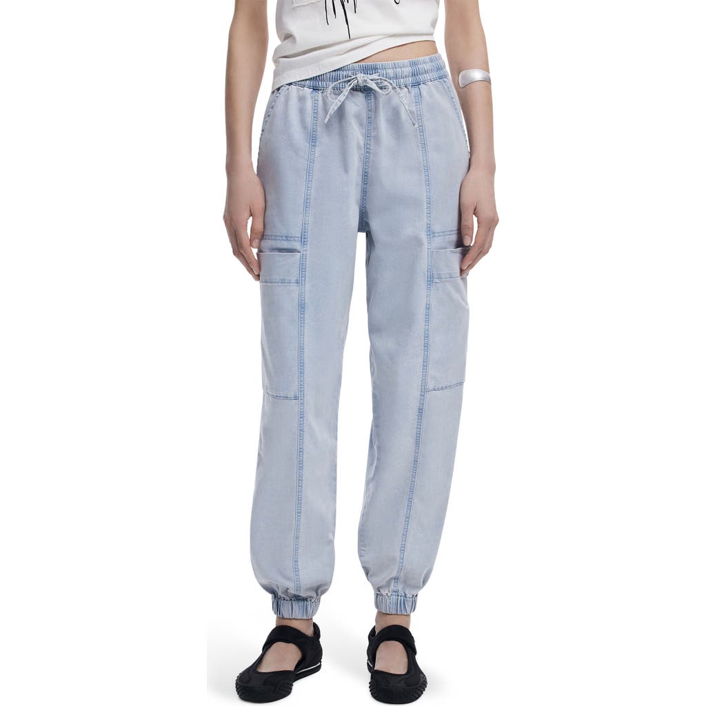 Desigual Chambray Cargo Joggers In Light Blue