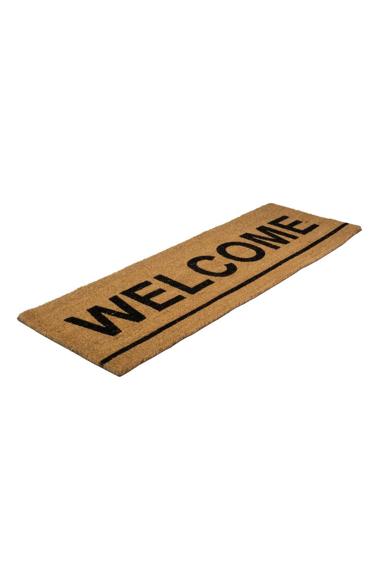 Northlight Natural Coir Outdoor Rectangular "Welcome" Doormat 16" x 48", Alternate, color, Brown