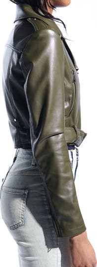 まぁ.♡さん専用★新品未使用★Faux leather crop jacket AZALEA WANG Faux Leather Crop Moto Jacket | Nordstrom