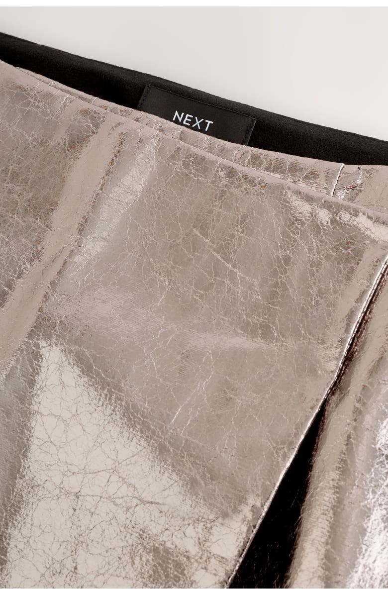 NEXT Metallic Faux Leather Miniskirt, Alternate, color, Metal