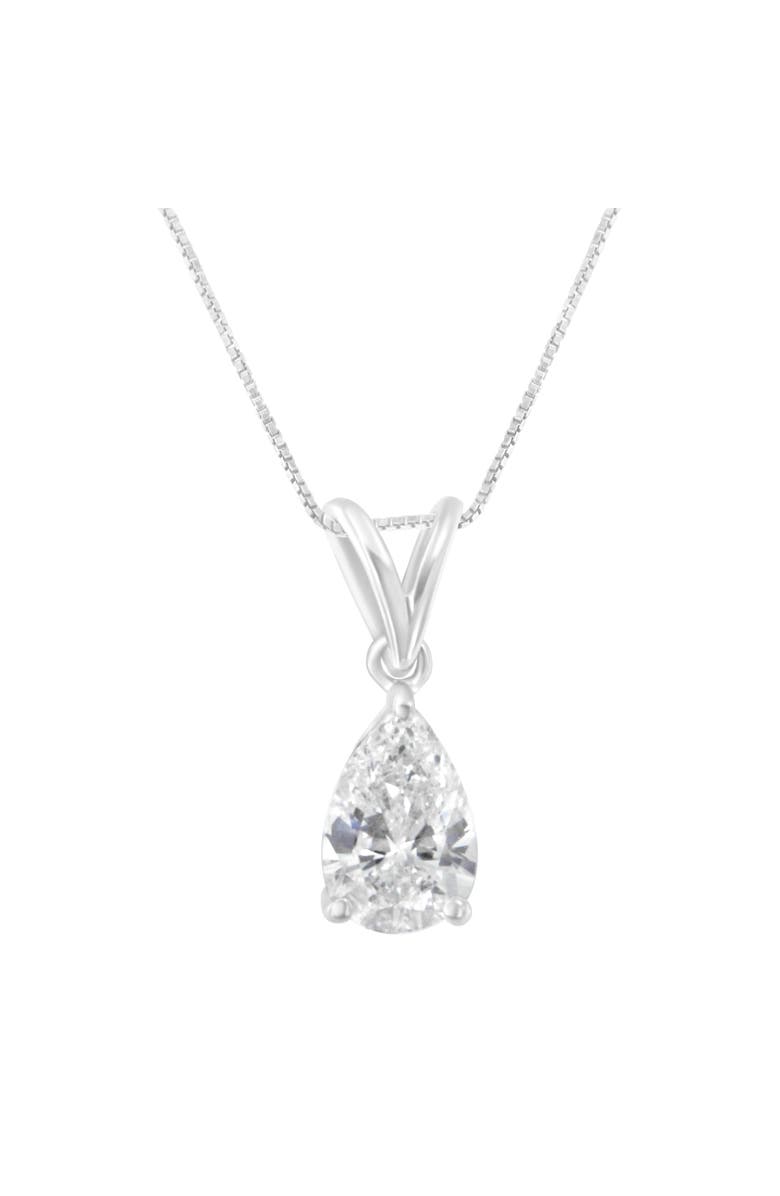 Haus of Brilliance IGI certified 10K White Gold 1/2 cttw Diamond Pear Pendant Necklace, Main, color, White