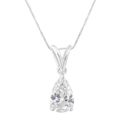 IGI certified 10K White Gold 1/2 cttw Diamond Pear Pendant Necklace