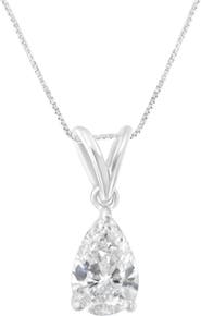 Haus of Brilliance IGI certified 10K White Gold 1/2 cttw Diamond Pear Pendant Necklace