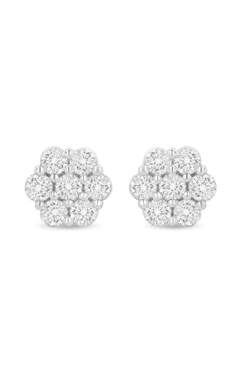 Haus of Brilliance 14K White Gold 1.0 Ct Prong RoundDiamond Floral Stud Earrings, Main, color, White