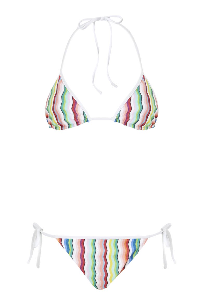 Triangle Bikini In Terry Cloth With Zigzag Print, Alternate, color, Multicoloured