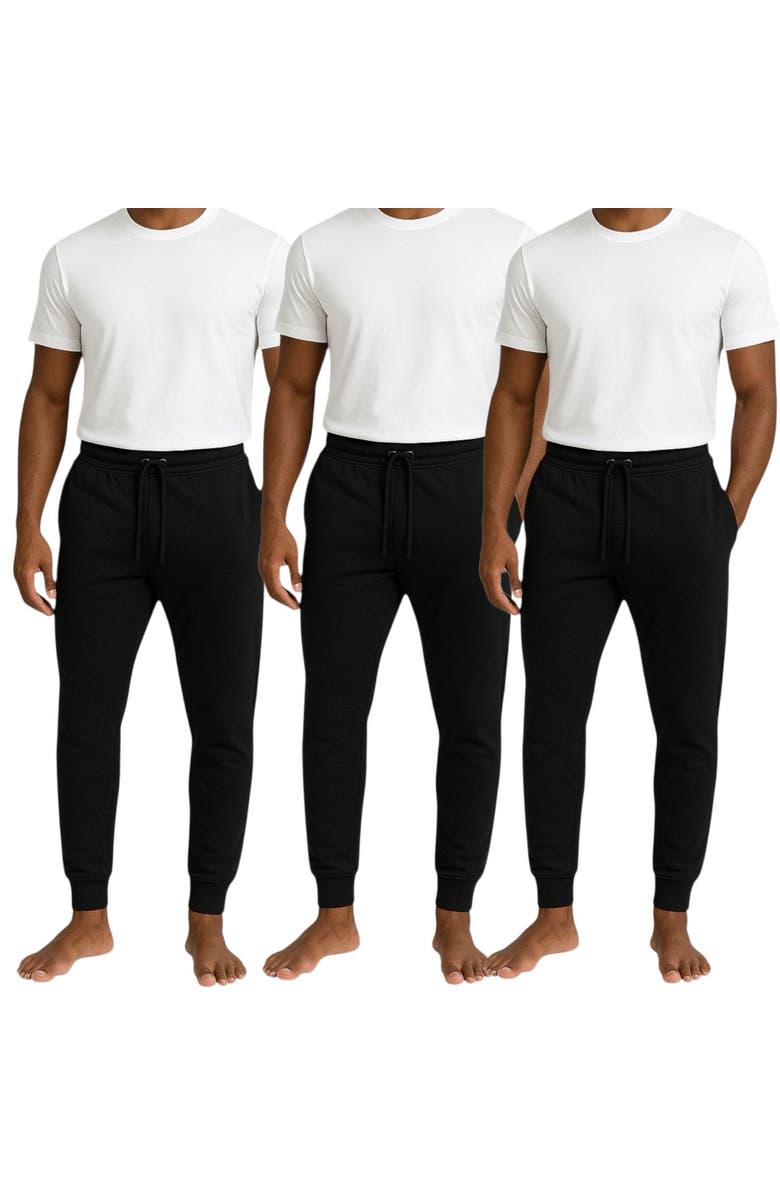 BenBen Men's 3 Pack Ultra Soft Fleece Jogger Sweatpants, Alternate, color, Black/Black/Black