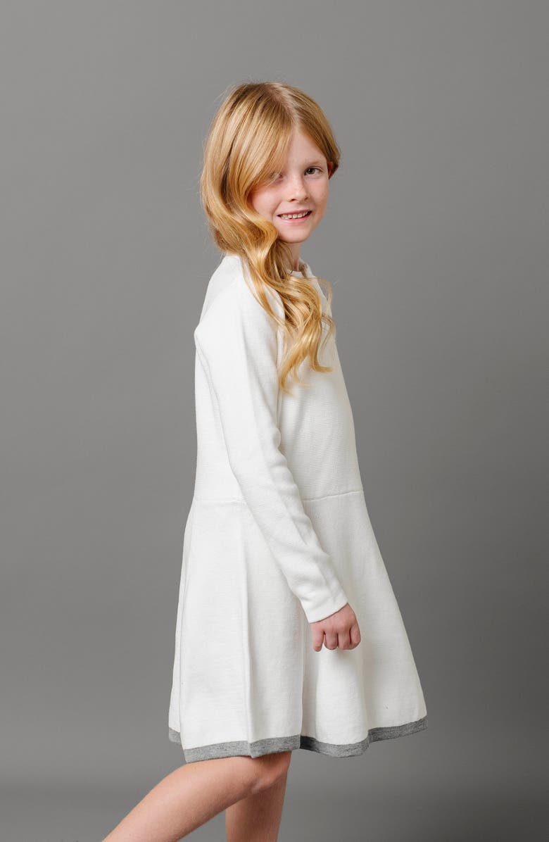 Hope & Henry Baby Girls' Organic Mock Neck Bow Detail Sweater Dress, Infant, Alternate, color, Soft White Bow Neck