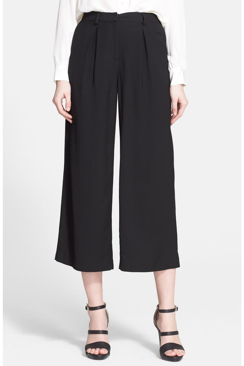 'Marcella' Crop Wide Leg Pants, Main, color, BLACK