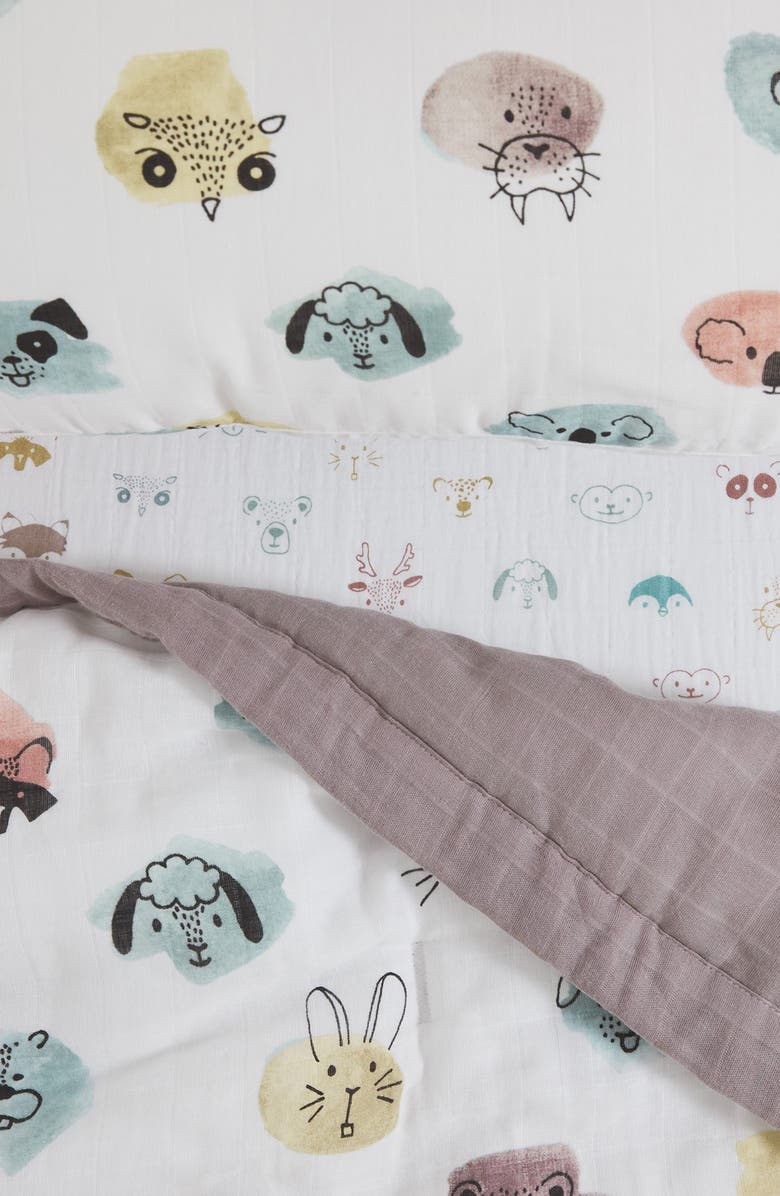 little unicorn Toddler Cotton Muslin Bedding Set, Alternate, color, Colorful Critters