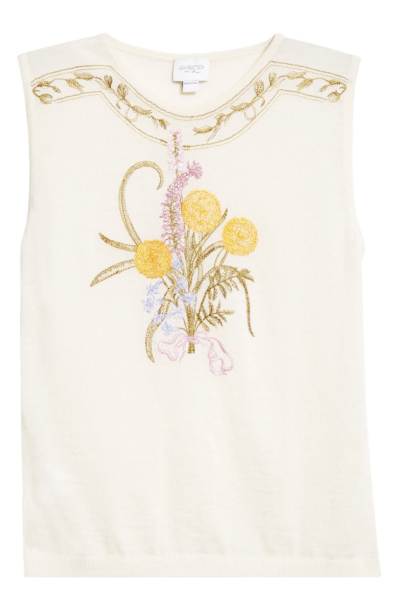 Giambattista Valli Floral Embroidered Cashmere & Silk Sleeveless Sweater, Alternate, color, 