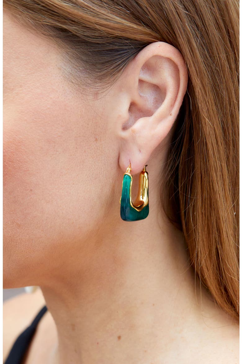 Resin Hoop Earrings, Alternate, color, GREEN