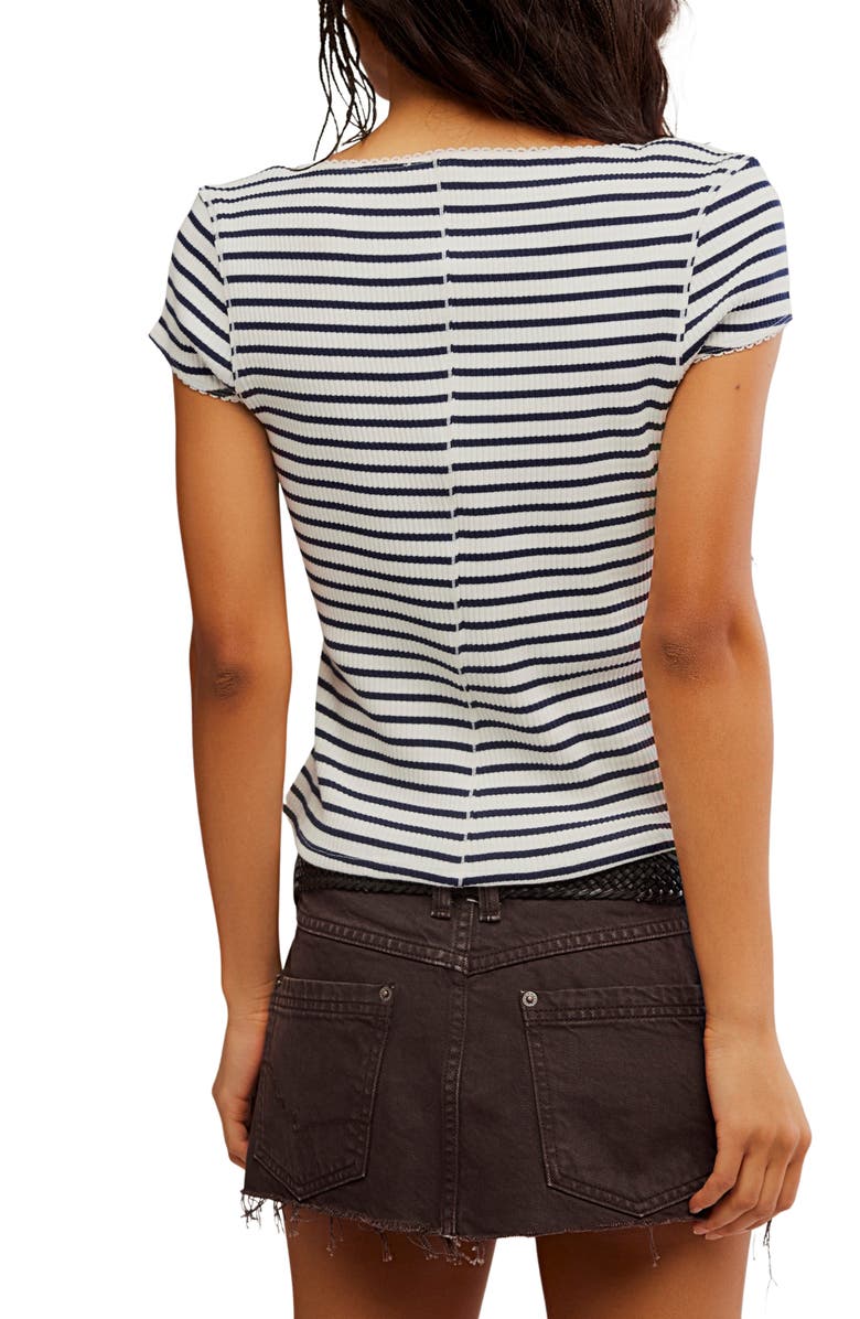Free People Most Wanted Stripe Rib Cardigan, Alternate, color, Black/White Stripe