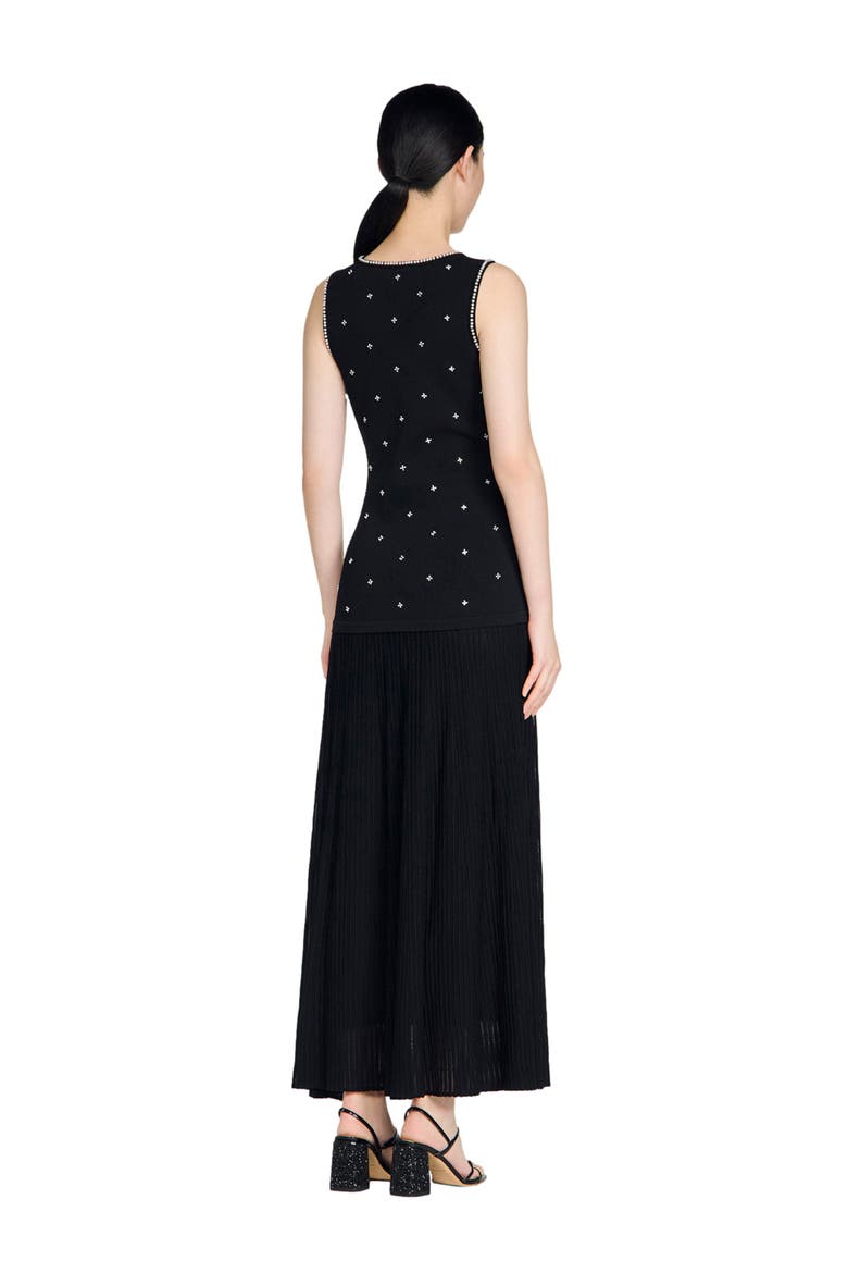 Rhinestone flower print maxi dress, Alternate, color, Black