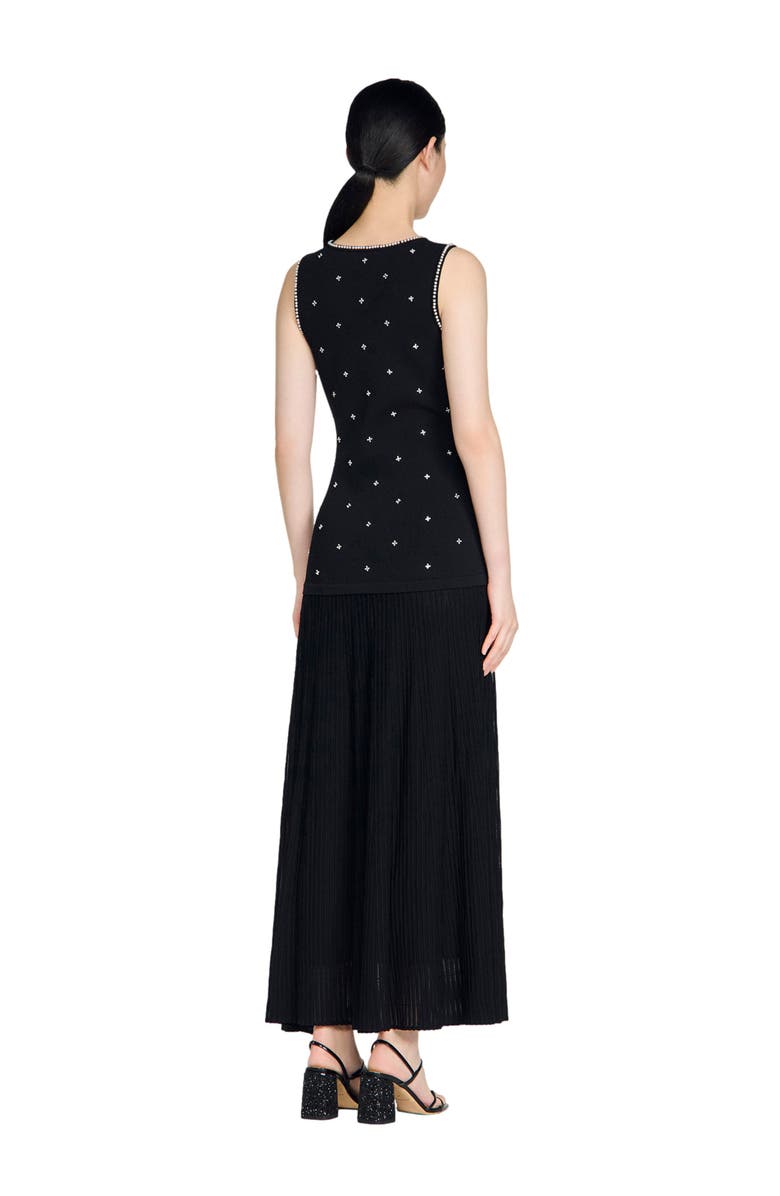 SANDRO Rhinestone flower print maxi dress, Alternate, color, Black