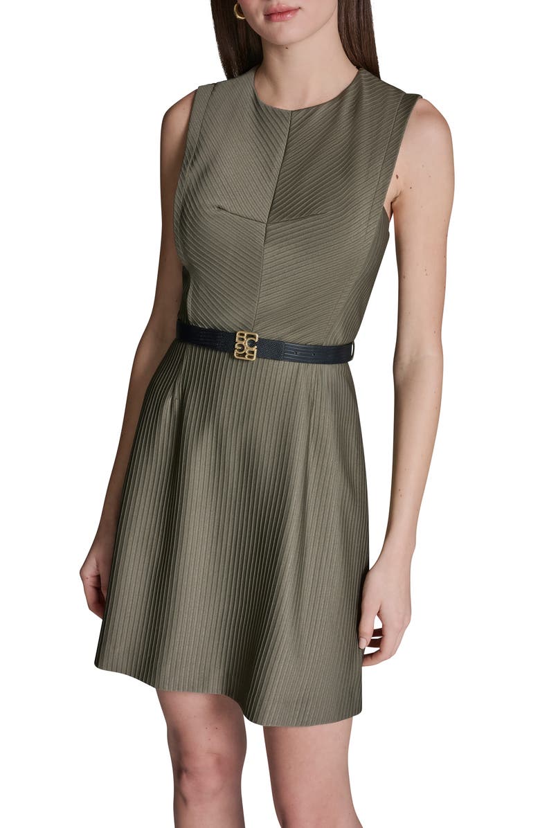 BCBG Sleeveless Belted Minidress, Alternate, color, Moss