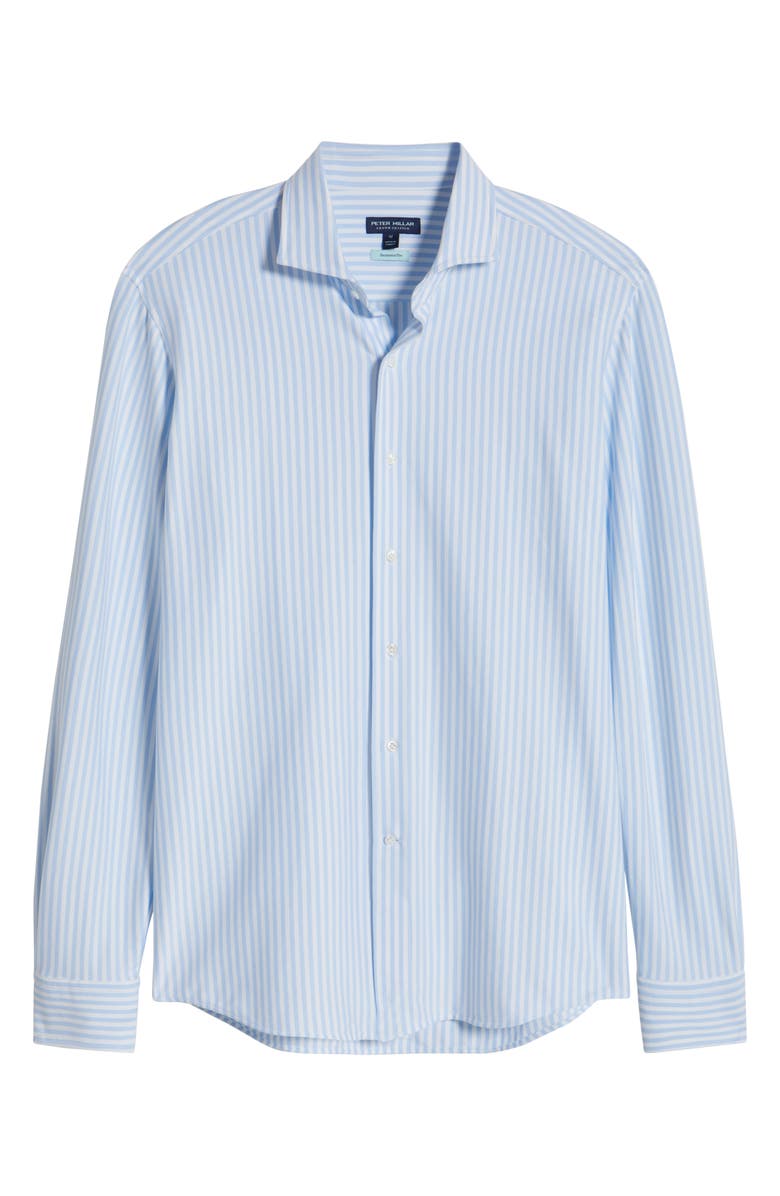 Peter Millar Crown Crafted Excursionist Flex Stripe Button-Up Shirt, Alternate, color, Blue Frost