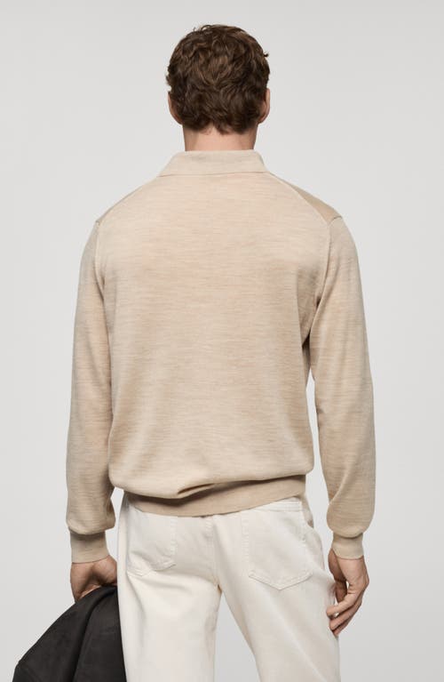 Mango Long Sleeve Wool Polo Sweater In Neutral