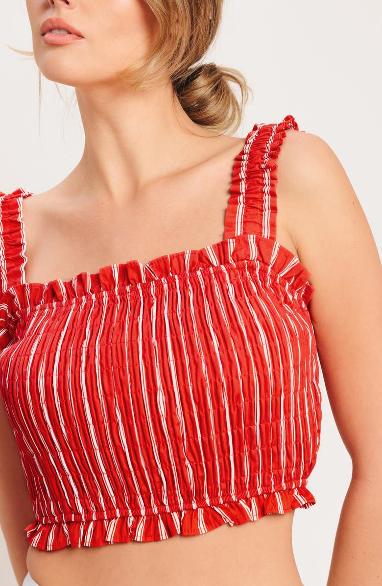 FLYING TOMATO Stripe Smocked Crop Top, Alternate, color,