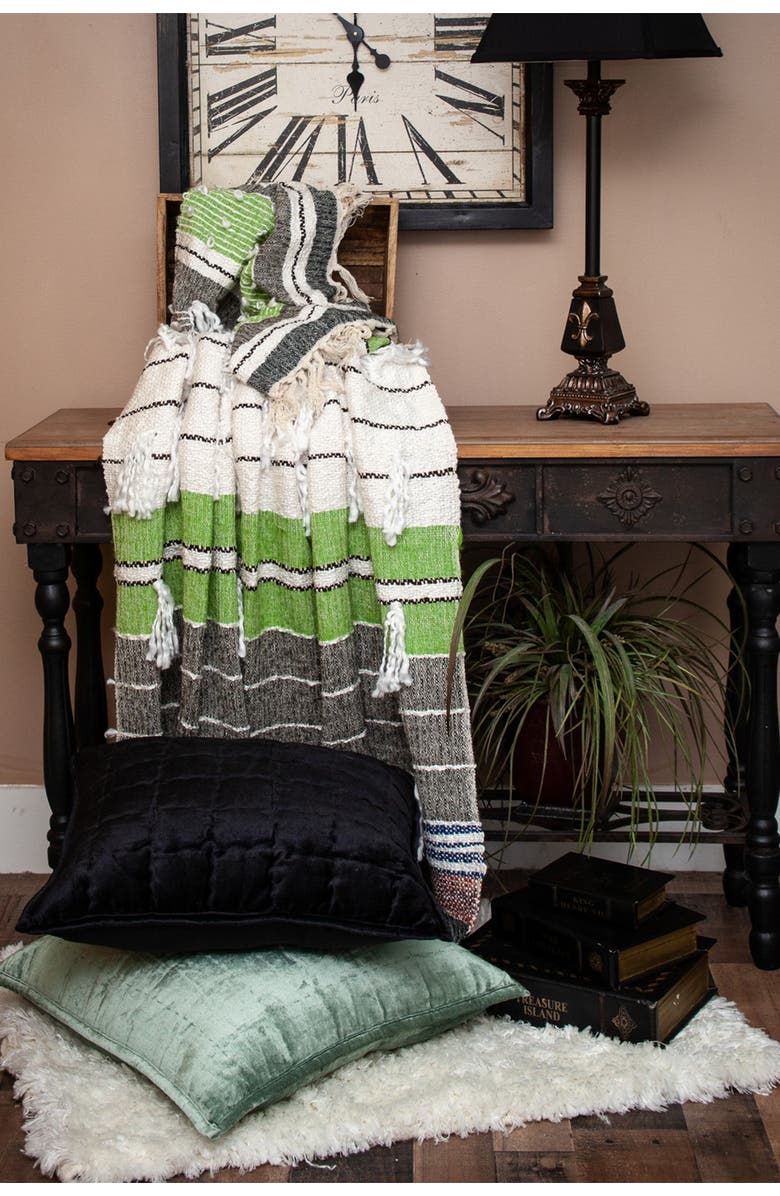 PARKLAND COLLECTION Ira Eclectic White 52" x 67" Woven Handloom Throw, Alternate, color,