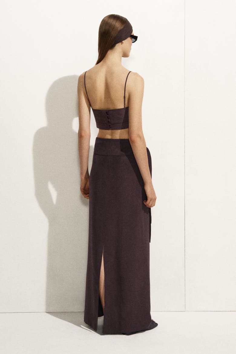Draped Tie-waist Silk Maxi Skirt, Alternate, color, BROWN