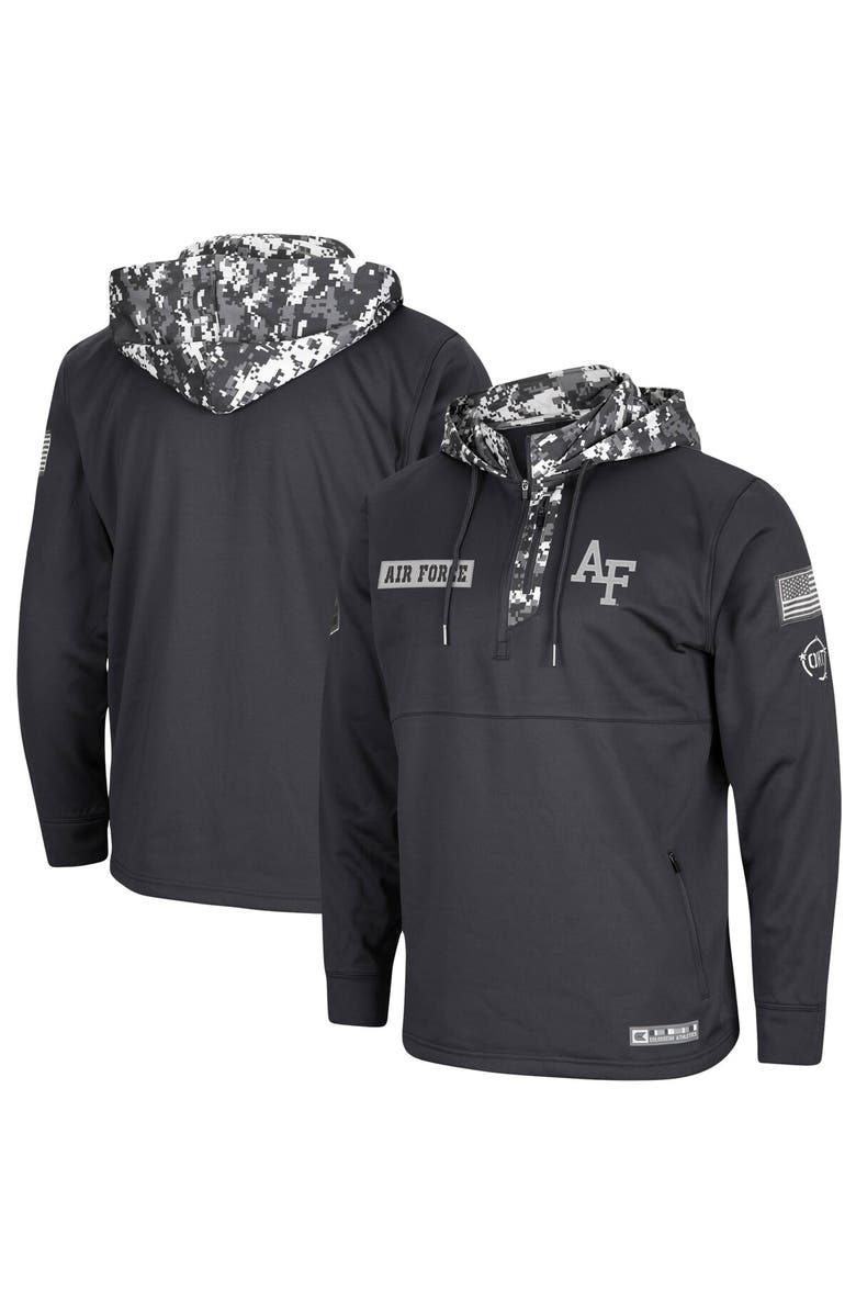 COLOSSEUM Men's Colosseum Charcoal Air Force Falcons OHT Military Appreciation Digi Camo Quarter-Zip Hoodie, Alternate, color, 