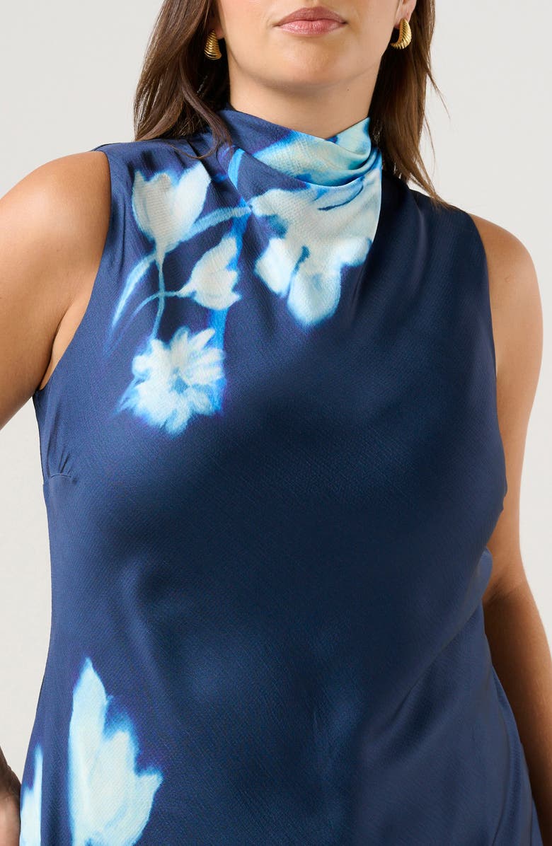 Estelle Mayla Placed Floral High Neck Dress, Alternate, color, Midnight Blue/ Azure