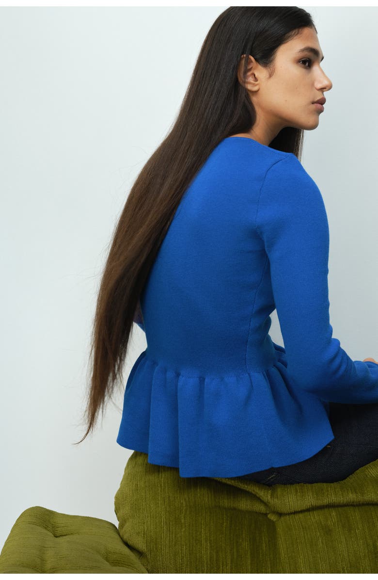 H&M Peplum Cardigan, Alternate, color, Blue