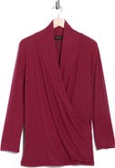 Renee C Surplice V-Neck Long Sleeve Brushed Knit Top