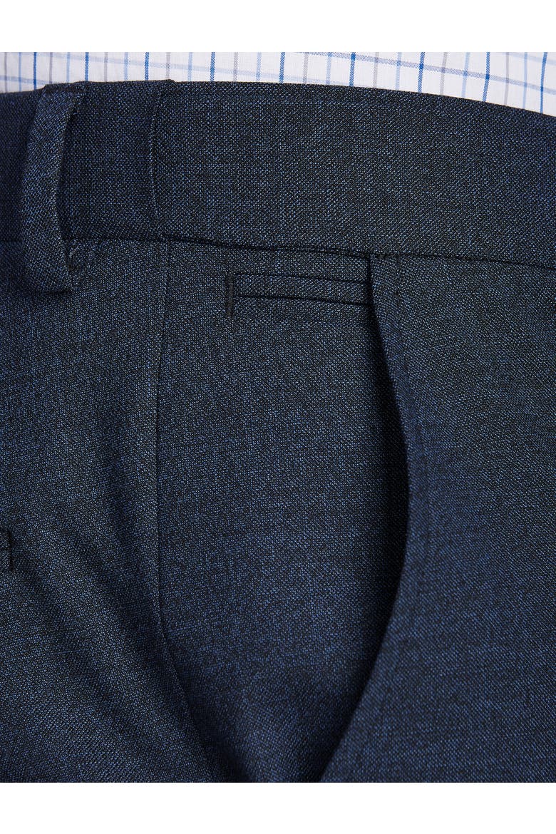 Performance Mélange Flat-Front Suit Pants, Alternate, color, BLUE