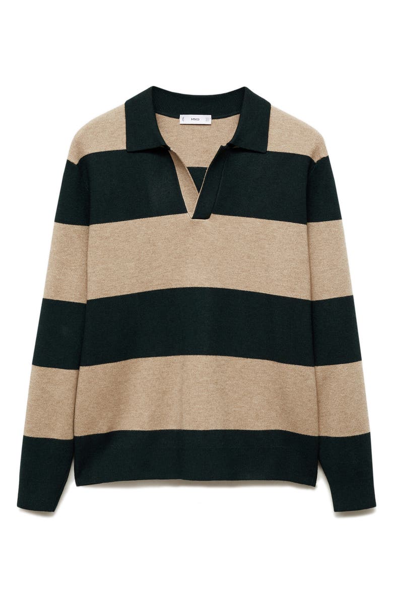 MANGO Stripe Polo Sweater, Alternate, color, Dark Green