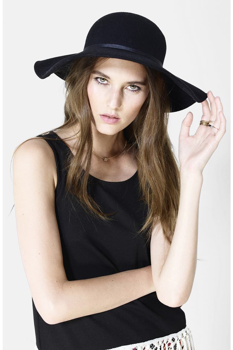 Floppy Wool Felt Hat, Alternate, color, BLACK