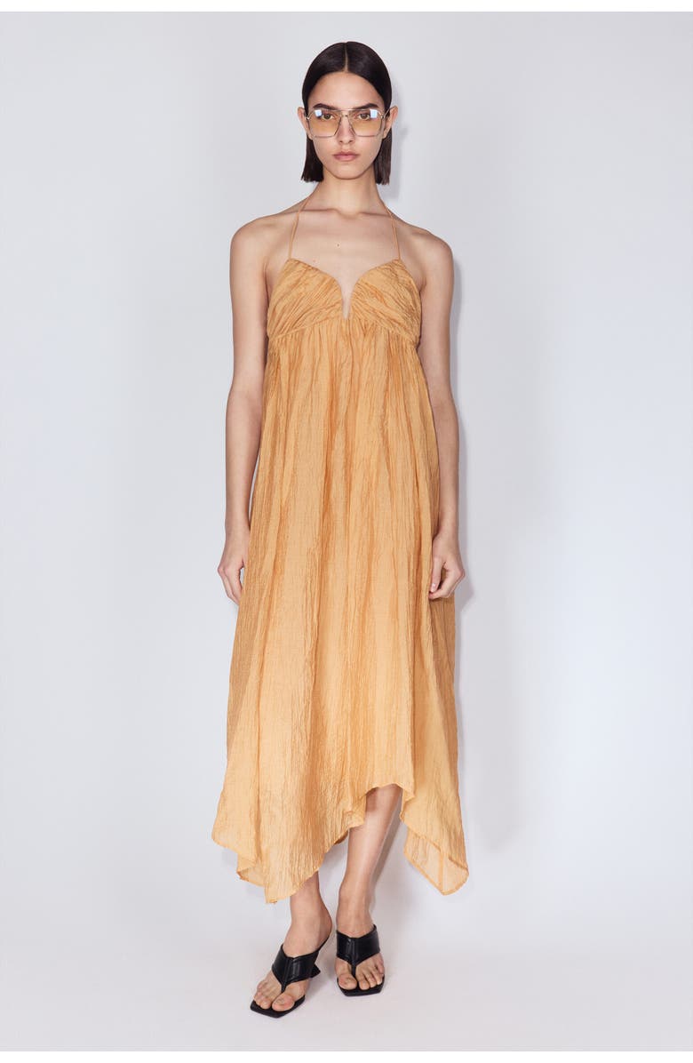 H&M Sweetheart-neck Halterneck Dress, Alternate, color, Dusty Orange