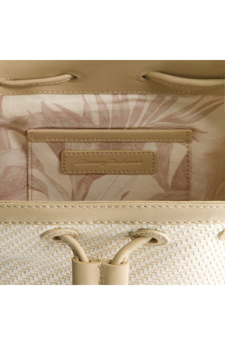 Tommy Bahama Soft Woven Drawstring Bucket Bag, Alternate, color, Tan/White