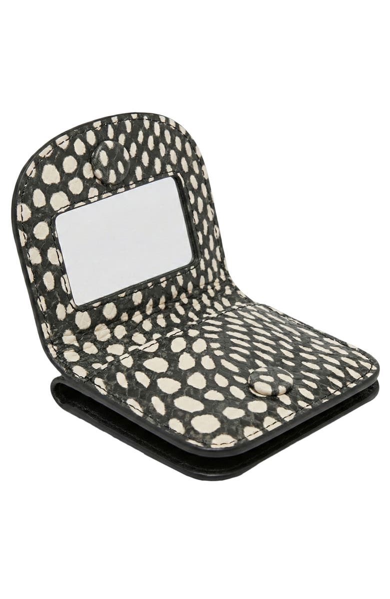 AIMEE Pucker Up Leather Card Case, Alternate, color, Black/White Embossed Lizard