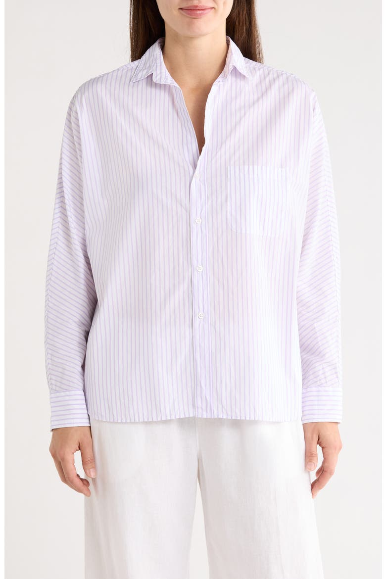 Continuous Cotton Button-Up Shirt, Main, color, LIGHT PURPLE STRIPE