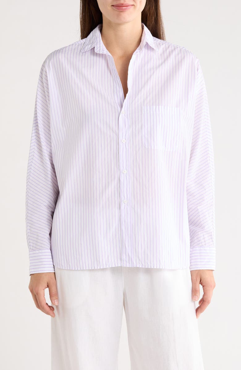 Frank & Eileen Continuous Cotton Button-Up Shirt, Main, color, Light Purple Stripe