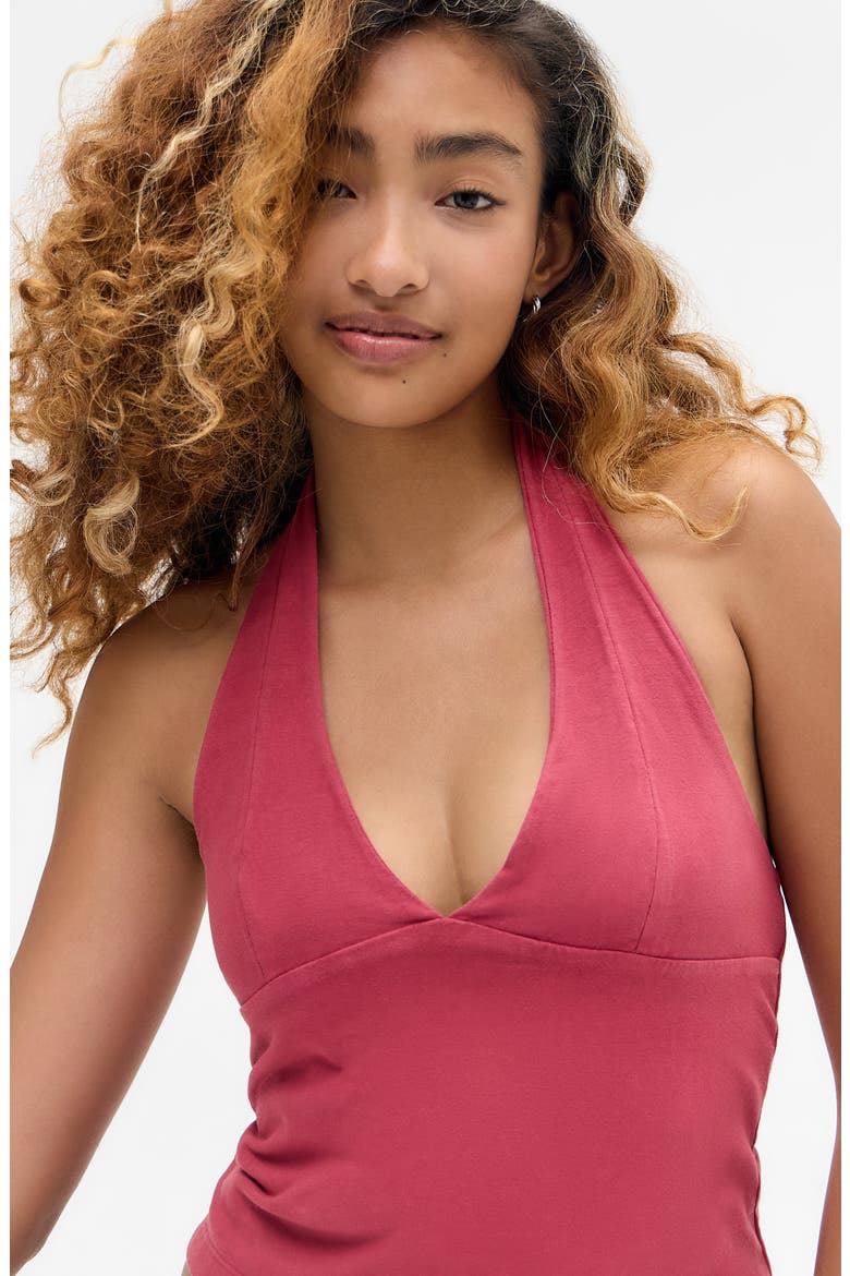 Jersey Halter Top, Alternate, color, WASHED RED