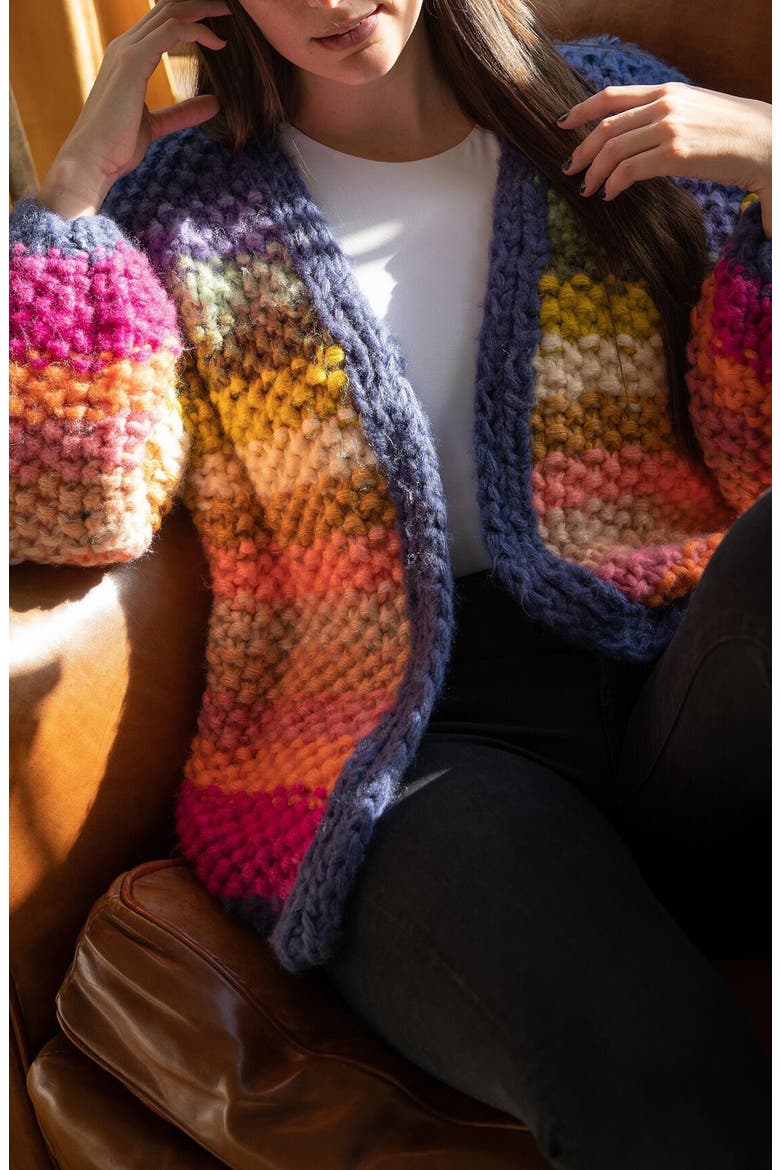 Mayflower Stripe Crochet Cardigan, Alternate, color, BRIGHT MULTI