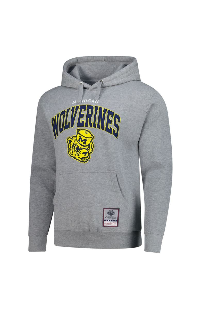 Mitchell & Ness Men's Mitchell & Ness  Heather Gray Michigan Wolverines Classic Arch Pullover Hoodie, Alternate, color, Heather Gray