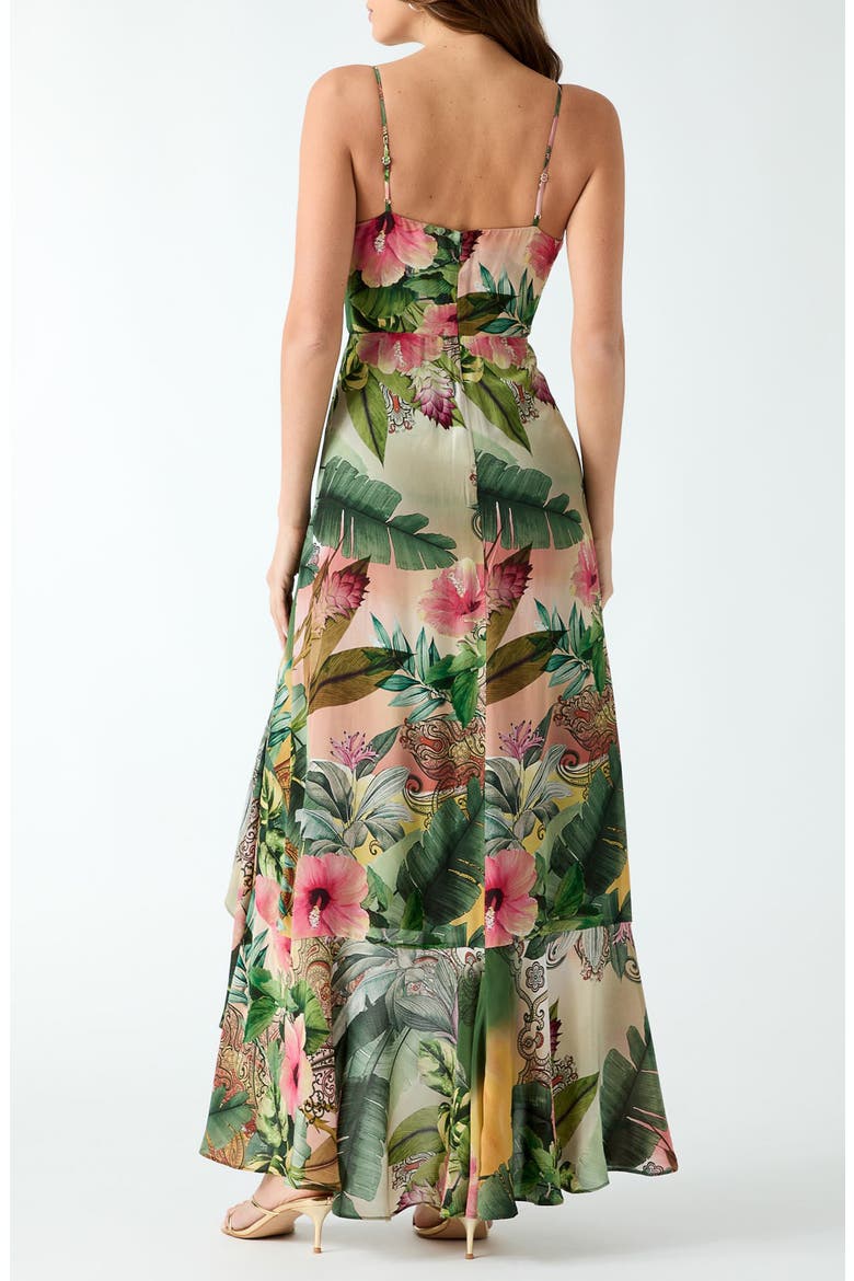 Tracie Tropical Print High-Low Dress, Alternate, color, GREEN MULTI