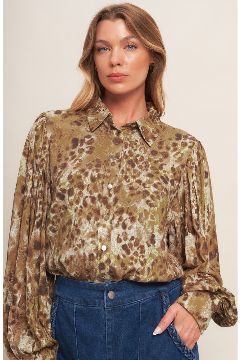 Long Sleeve Button-Up Shirt, Alternate, color, TAUPE BROWN