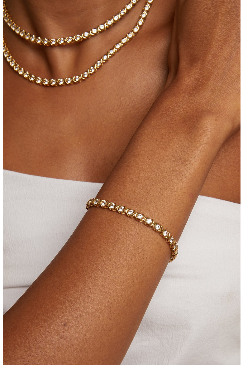 X Estate Lab-Grown White Sapphire Tennis Bracelet, Alternate, color, Yellow Gold Vermeil