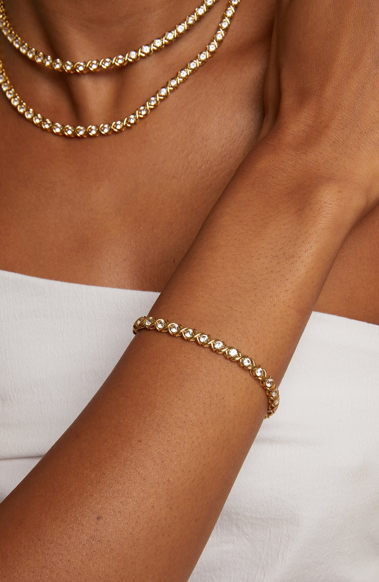 Aurate New York X Estate Lab-Grown White Sapphire Tennis Bracelet, Alternate, color, Gold / Clear